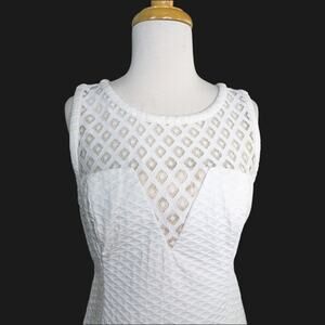 Lilly Pulitzer Vandalia White Lace Yoke Shift Dress 6 Sleeveless Resort Summer